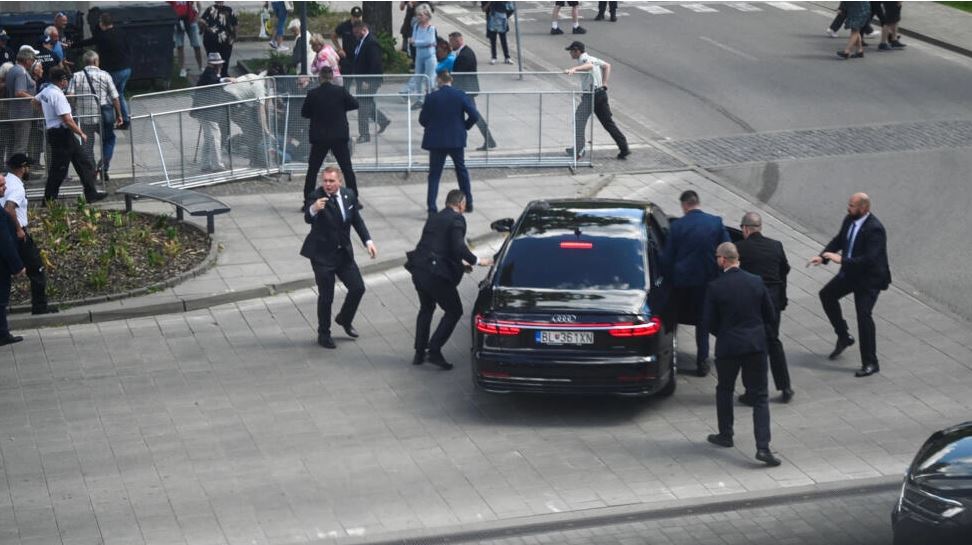 Slovakia’s Prime Minister Robert Fico was shot in the stomach Wednesday afternoon and was rushed to hospital, where he was declared to be in 'life-threatening' condition.