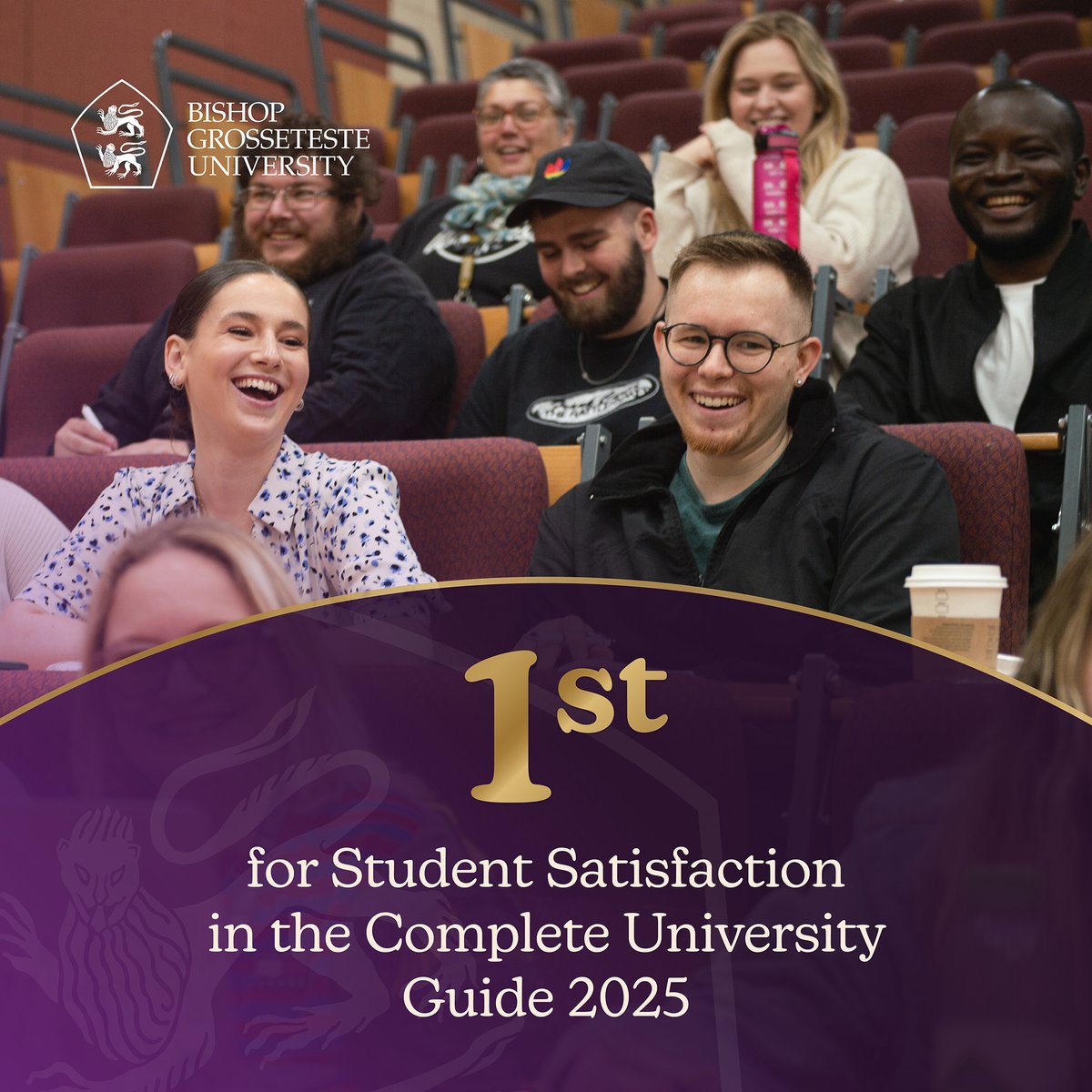 We are thrilled to announce that we have been voted 1st for Student Satisfaction in the Complete University Guide 2025🏆 Congratulations to our academic staff and our colleagues who support them in delivering transformative education. More on our awards: bit.ly/40MNZ55