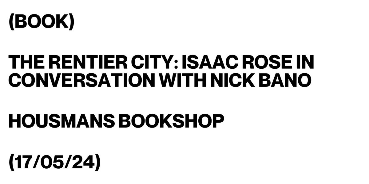 On Friday evening, @_isaacrose and @NickBano will discuss their respective books THE RENTIER CITY and AGAINST LANDLORDS in this talk at @HousmansBooks. Find out more: bit.ly/3UGmaJ1