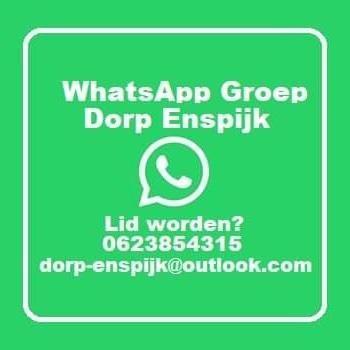 Vanaf 26 mei gaat de website dorp-enspijk.nl en bijbehorende emailadressen definitief uit de lucht.

Blijf op de hoogte via sociale media of wordt Lid van de WhatsApp groep '' Dorp Enspijk''. Meld je aan via 06 23854315

Nieuw emailadres
dorp-enspijk@outlook.com