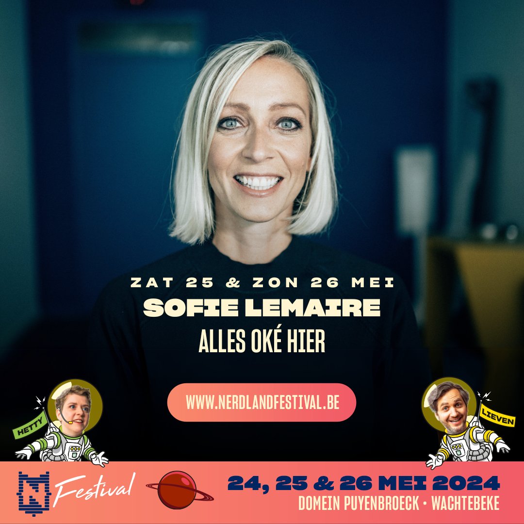 #update Jammer genoeg moet Stijn Meuris zijn show 'De Ruimte In' op Nerdland Festival annuleren. Gelukkig is er <a href="/sofie_lemaire/">Sofie Lemaire</a> to the rescue! Ze speelt een extra ‘Alles oké hier’ show op zaterdag! 🫶

NERDLAND FESTIVAL 2024
🎟️ nerdlandfestival.be