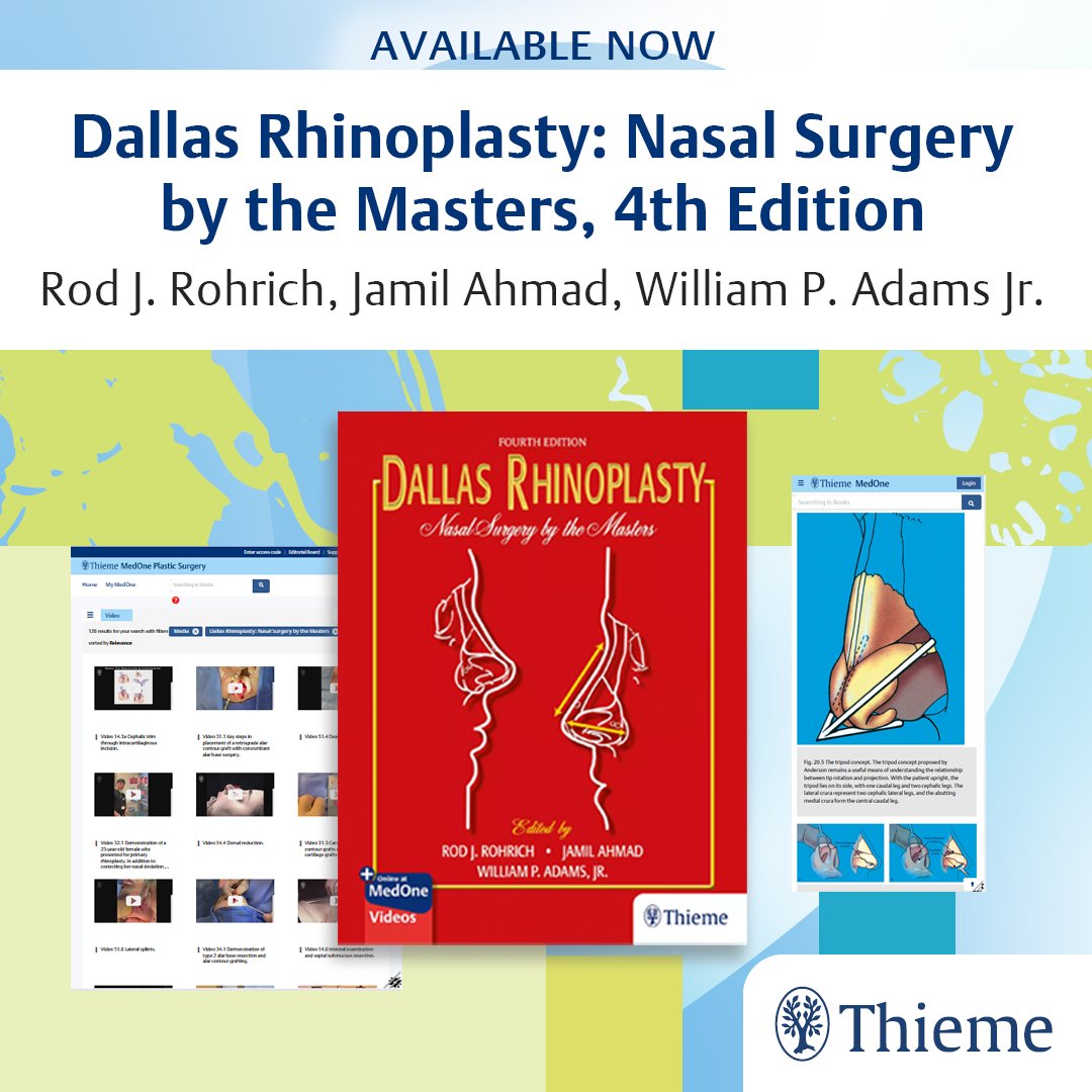 🆕 Edited by @DrRodRohrich, with William P. Adams and @DrJAhmad. This indispensable, efficient, and reader-friendly reference is a must-have surgical companion for every #rhinoplasty surgeon. 👃 Buy now! ➡️brnw.ch/21wJNOV