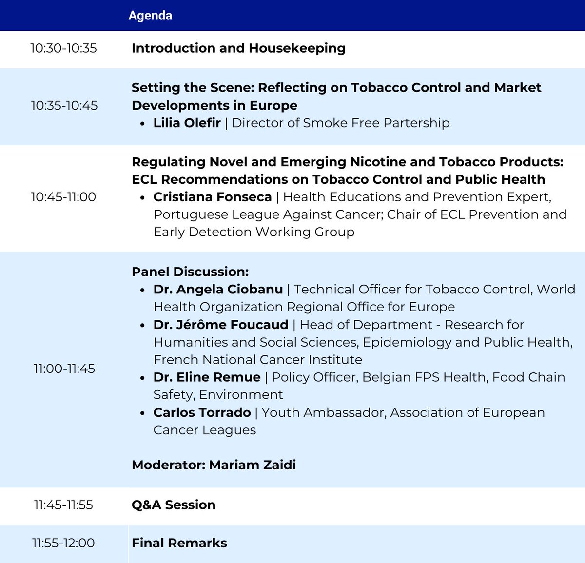 🔔 Friendly Reminder to register! Join us for an insightful panel discussion on #TobaccoControl in the EU. Agenda available below ⬇️ 🗓️ May 31, 10:30am CEST Webinar registration ➡️ bit.ly/3VRNLt3 #EuropeanWeekAgainstCancer #WorldNoTobaccoDay #TobaccoFreeGeneration