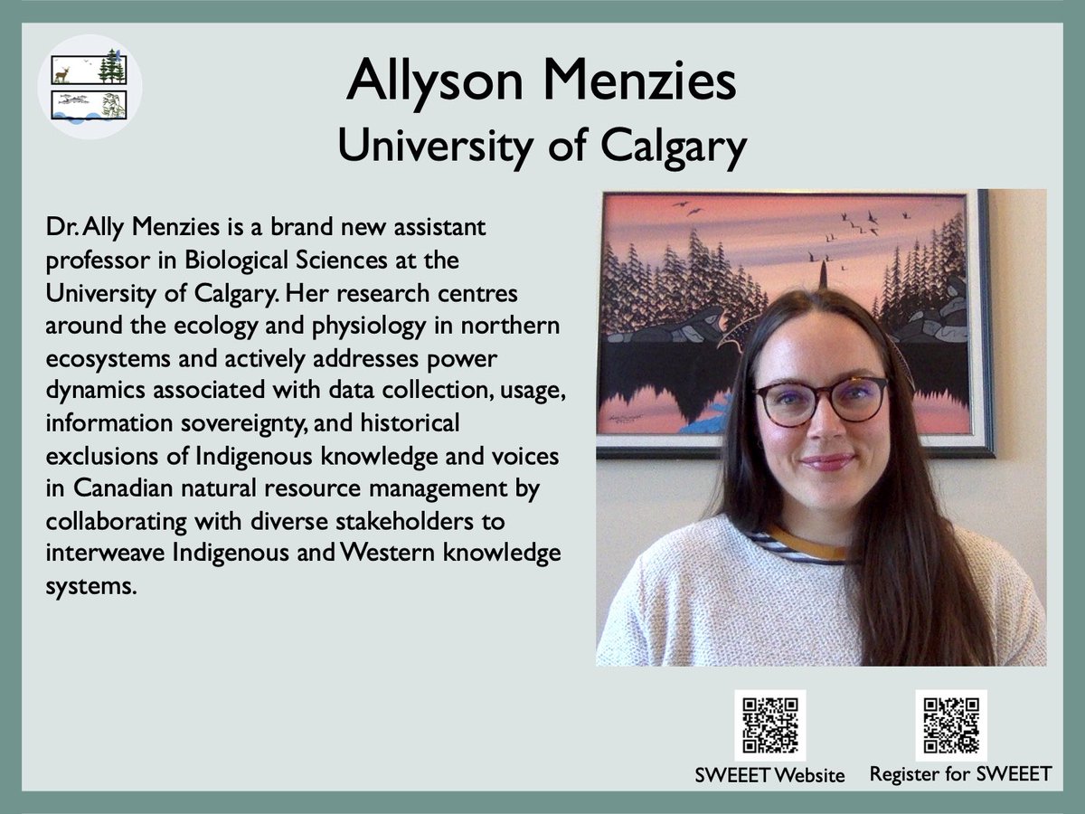 Today we’re introducing @akmenzies! Join us @CSEE_SCEEmtgs on May 26th at 11:30 to chat about power dynamics, data sovereignty, and more! Visit our website to learn more sweeetecoevo.weebly.com/2024.html and register here forms.gle/wDcyVFrD49rUVG…!