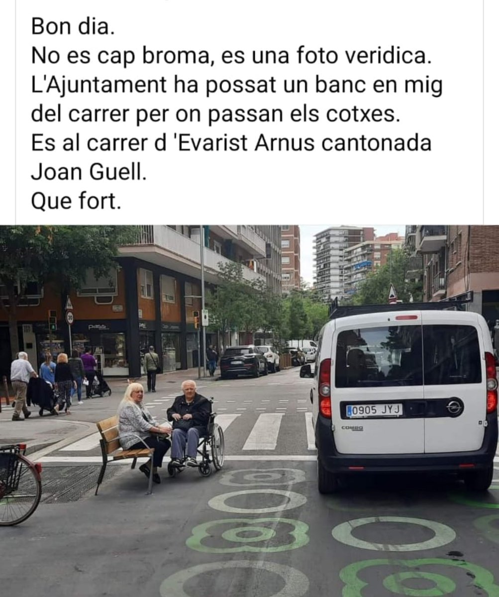 Aquesta gent no està be del cap, un urbanisme de teletubbies fet sense el més mínim criteri tot per col·lapsar la mobilitat, com la moda de posar bancs a carrers estrets mirant a les porteries. Tot a Barcelona és un despropòsit.