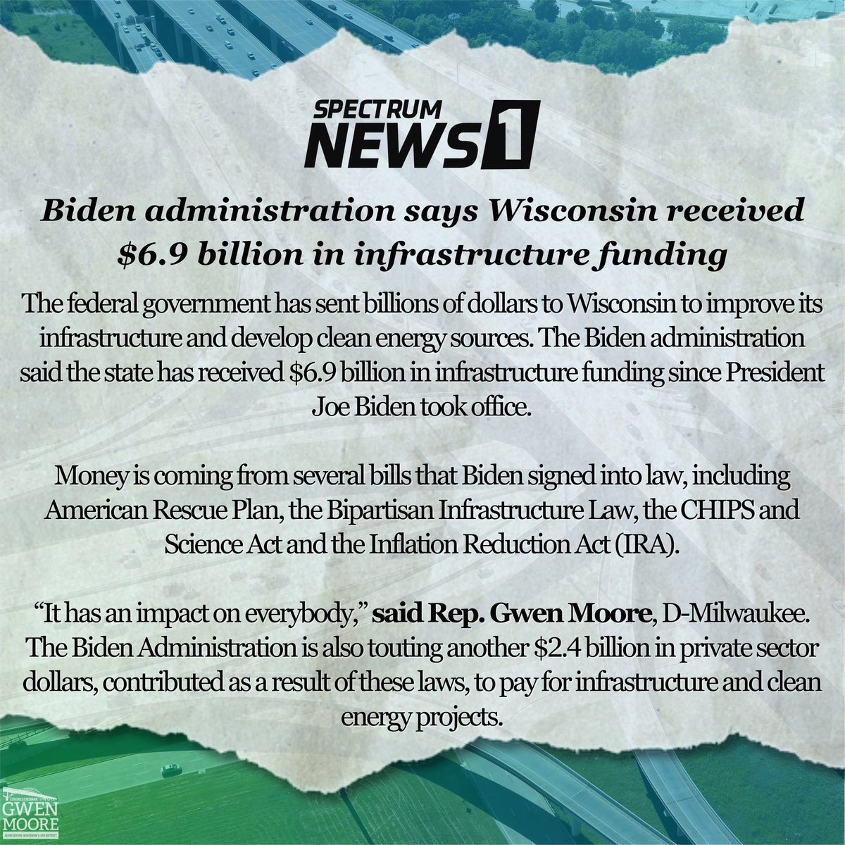 President Biden & Democrats are rebuilding our roads and bridges, bringing affordable high-speed internet to every community, and ensuring every American has clean drinking water. I am proud to have supported the legislation making these investments! #InfrastructureWeek