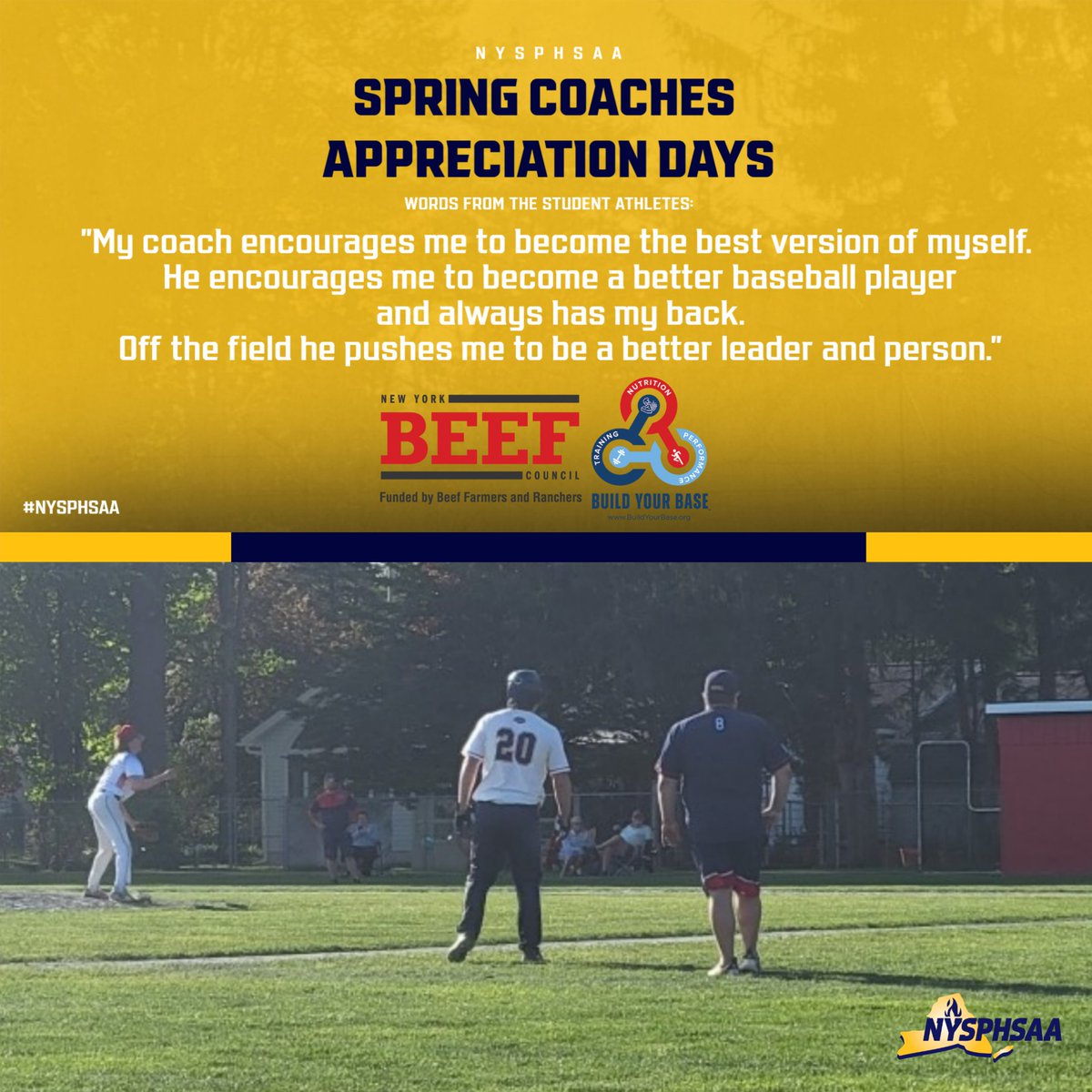 SPRING COACHES APPRECIATION DAYS 🌼

Presented by @NYBeefCouncil  

A coaches impact on a student athlete grows beyond the game. Being a resource for an athlete is one a coach should be proud of, we certainly are of them! 

Tell us about YOUR coach: 
form.jotform.com/240013938540147