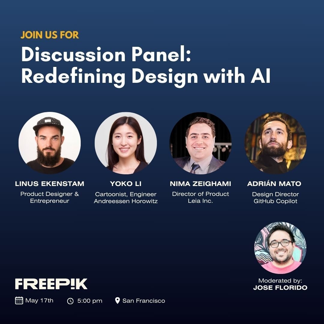 AI enthusiasts ‼️

Join us on May 17th for 'Redefining Design with AI' from 5-7 PM (GMT-7) at our San Francisco office 📍

We'll be diving deep into the game-changing impact of AI on design, with top industry experts. Grab your invite in second tweet 👇