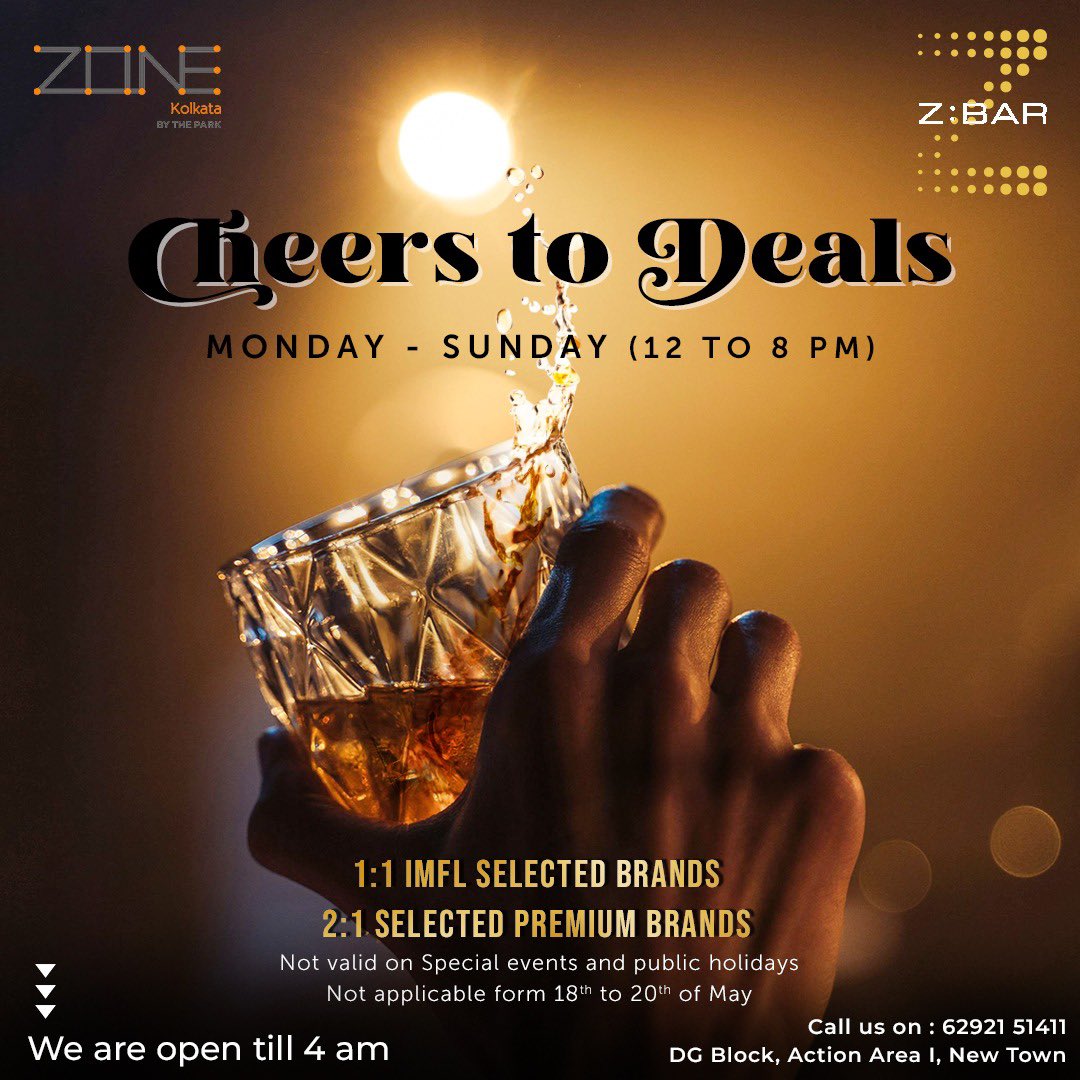 Let's double down on the fun, cause happy hour just got happier.
Sip, save and cheer at Z Bar.

Call for Reservations +91 6292-151411

📍maps.app.goo.gl/yZM15y3zejFPxg…

#zbar #zbarkolkata #barandlaounge #bestbars #kolkatanightlife #thingstodoinkolkata #rajarhat #newtownbars
