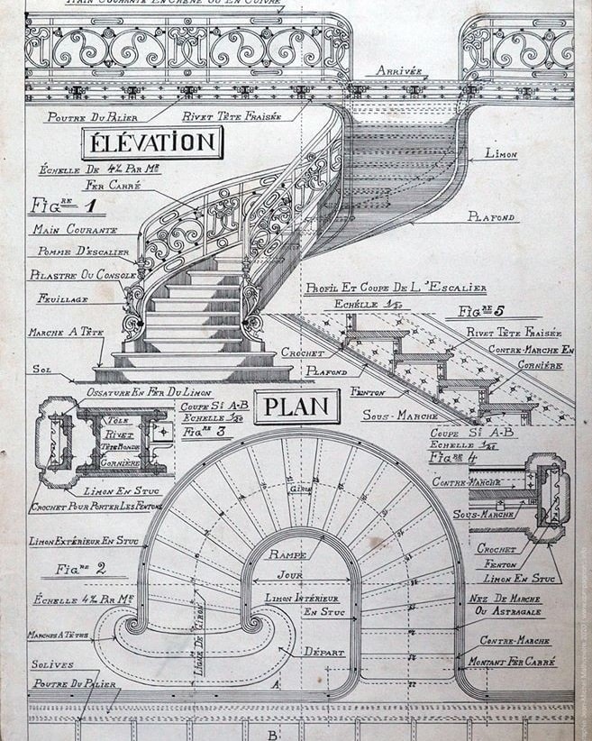 gomezdetejada's tweet photo. Plano de escalera francesa. https://t.co/UDN36eggRr