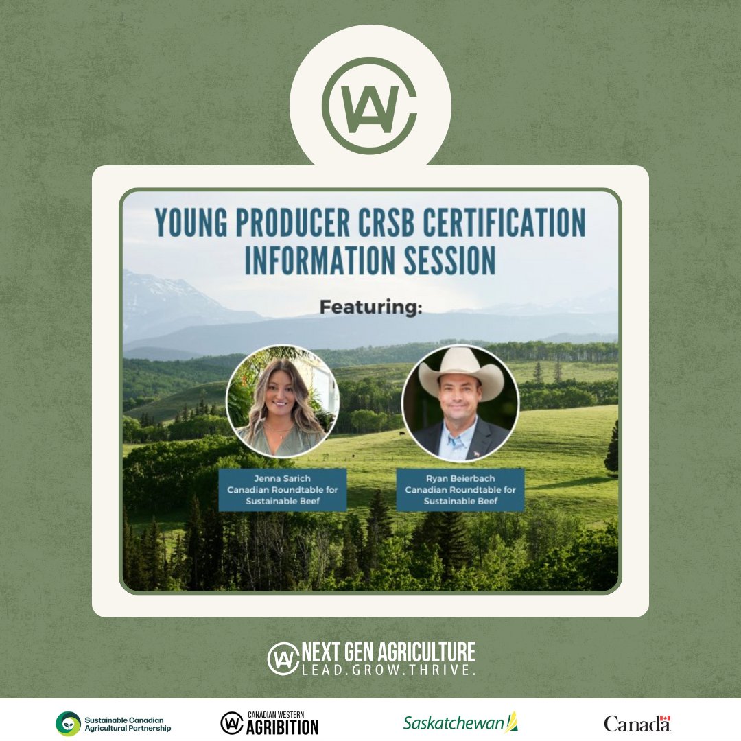 Our very own current Next Gen Mentee, Jenna Sarich, spoke during a @CdnCYL webinar. She spoke about 'Young Producer CRSB Certification Information' on behalf of the @CRSB_beef. Ryan Beierbach was a previous mentor during our second Cohort. We are both equally proud and excited