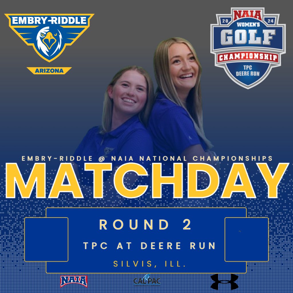 Round ✌️ begins for the Eagles this afternoon! ERAU will tee off from hole 1 at 12:20pm central time. 🏌️‍♀️: 🦅 vs Multiple other teams 📍: Silvia, Ill. 🏟️: TPC @ Deere Run 📊: results.golfstat.com/public/leaderb…