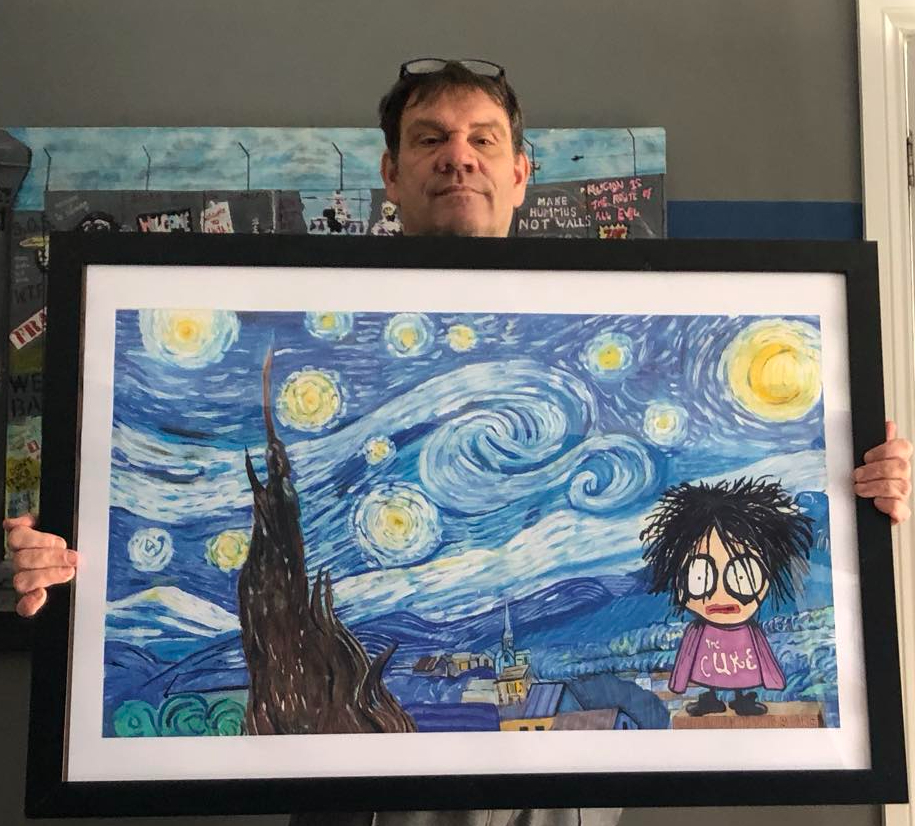 Underneath the stars cure print by Paul Halmshaw available now. @soundstoryuk #thecure #robertsmith #vangogh