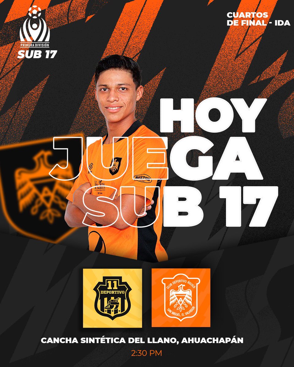 #ÁguilaSub17 se enfrenta hoy al 11 Deportivo por la ida de #CuartosDeFinal.

#VamosÁguila 🦅