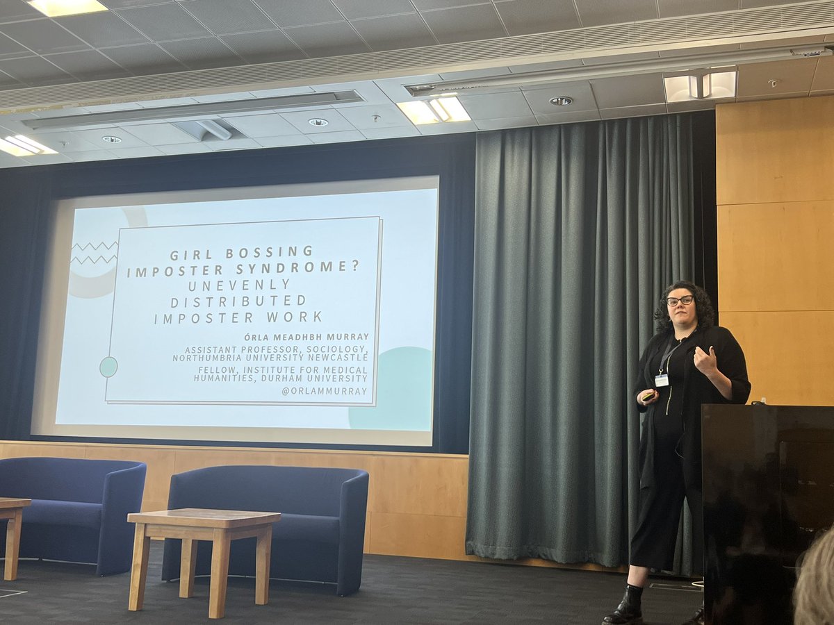 We’ve just had a thought provoking brilliant talk by @orlammurray about Girl Bossing Impostor Syndrome at the @AMIposts 
 #LAM_ECS2024 conference @UWEBristol 
A really important topic we need to hear more about! 
#impostorsyndrome #equity