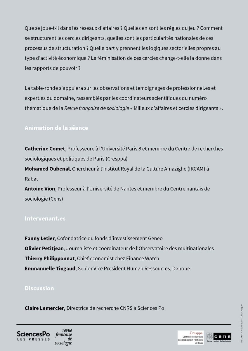 rfs_revue's tweet photo. Table-ronde | Les réseaux d’affaires : quel pouvoir ? quelles régulations ?
Inscriptions : https://t.co/8S0Hoq6pnl https://t.co/yifG0nNYis