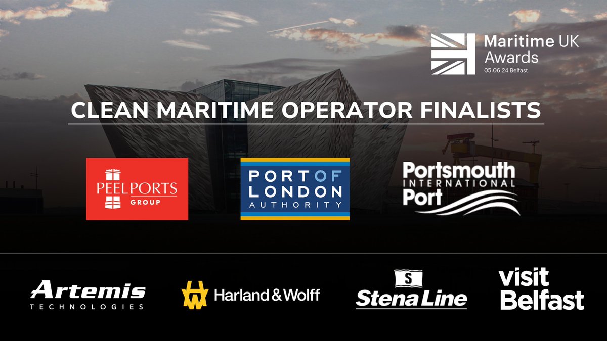 Meet our #MUKA24 Clean Maritime Operator finalists! Sponsored by @ArtemisTechLtd 🏆 - @PeelPorts - @LondonPortAuth - @PortsmouthPort Book your place now 🎟: maritimeuk.org/awards-2024/bo…