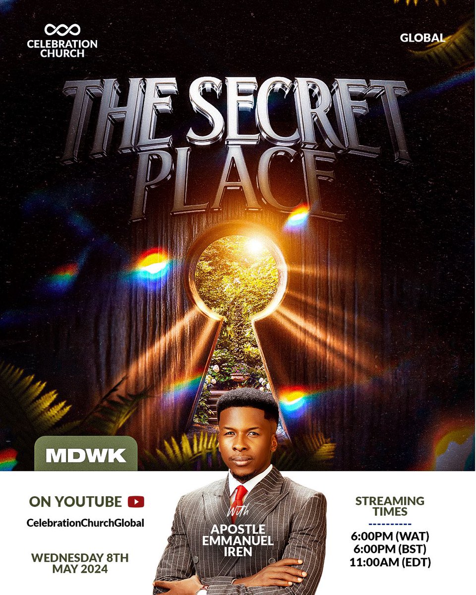God is spirit, so when we approach Him, we must come the way He wants to be worshipped; with our heart. Join us today as we go deeper in our Worship & Prayer series with a topic themed: The Secret Place. 📍YouTube Channel: CelebrationChurchGlobal ⏰: 6 pm WAT Don't be late!