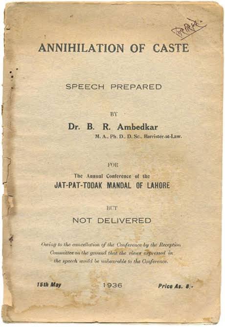 आज ही के दिन 15 मई 1936 को बाबा साहब डॉ आंबेडकर की मशहूर पुस्तक 'जाति का विनाश' प्रकाशित हुई थी।

#AnnihilationOfCaste #TodayinHistory #BabaSahebAmbedkar #OnThisDay