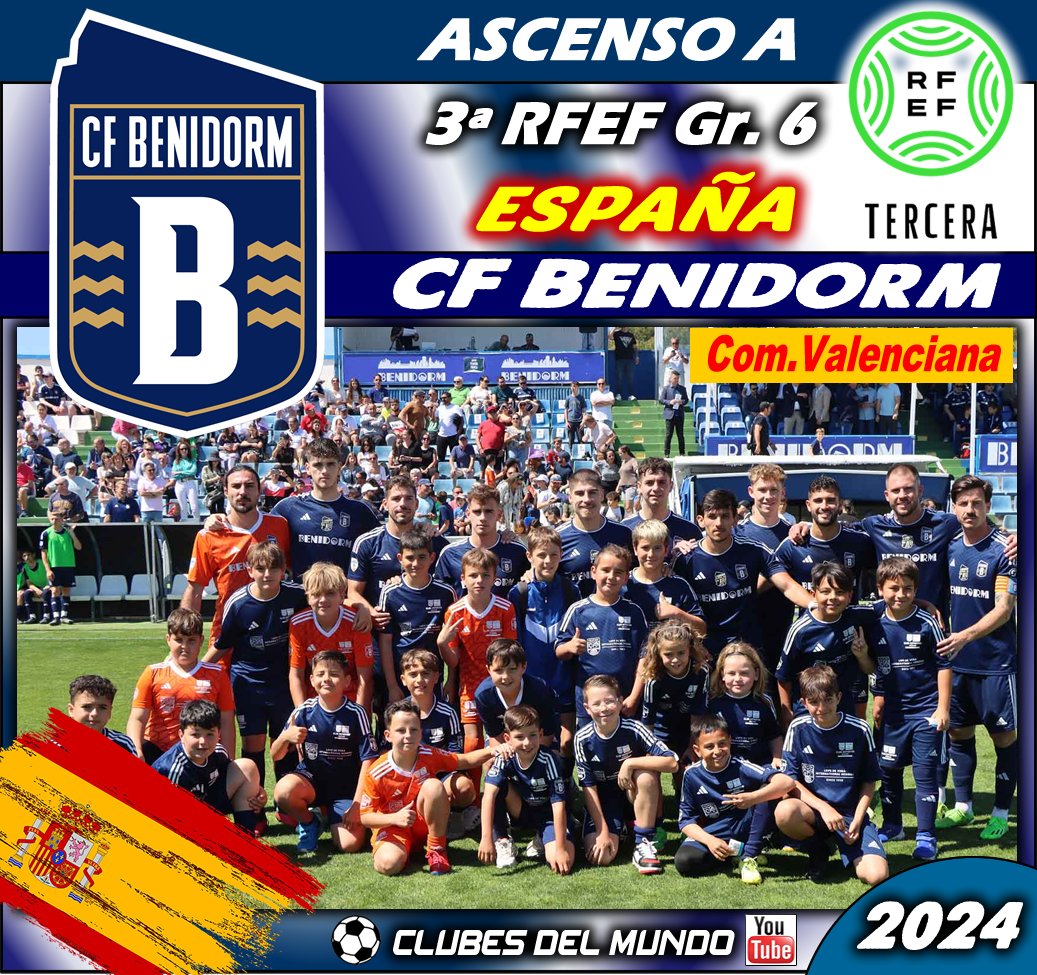 El CF BENIDORM logra el ascenso a la 3ª RFEF Española y se estrena en Categoria Nacional del Fútbol Español. Enhorabuena.

#CFBenidorm #Benidorm #ComunidadValenciana  #TerceraRFEF #RFEF3  #TerceraFederacion 
@RCFBenidorm