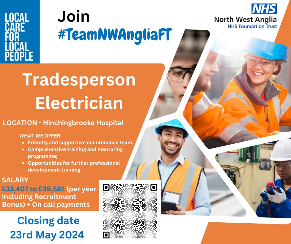 We are seeking the next generation of skilled #electricians to join #TeamNWAngliaFT @HinchHospital! Apply now! shorturl.at/adrK6
@JCPInEastAnglia #healthcarejobs #NHSelectrician #HuntingdonJobs #maintenance #electricianjobs #StNeotsjobs #womenelectrician @CambsPboroICS