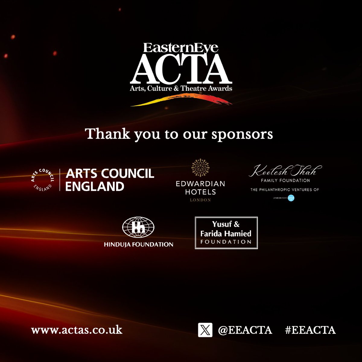 🌟 Exciting News! 🌟 The ACTAs Awards finalists are revealed! 🏆 Congrats to all nominees . Visit our website for the full list! 🎉 actas.co.uk/meet-our-final… Thanks to our sponsors. @ace_national @EdwardianHotels @hindujagroup #EEACTA #ACTA2024 #Awards #Finalists #London