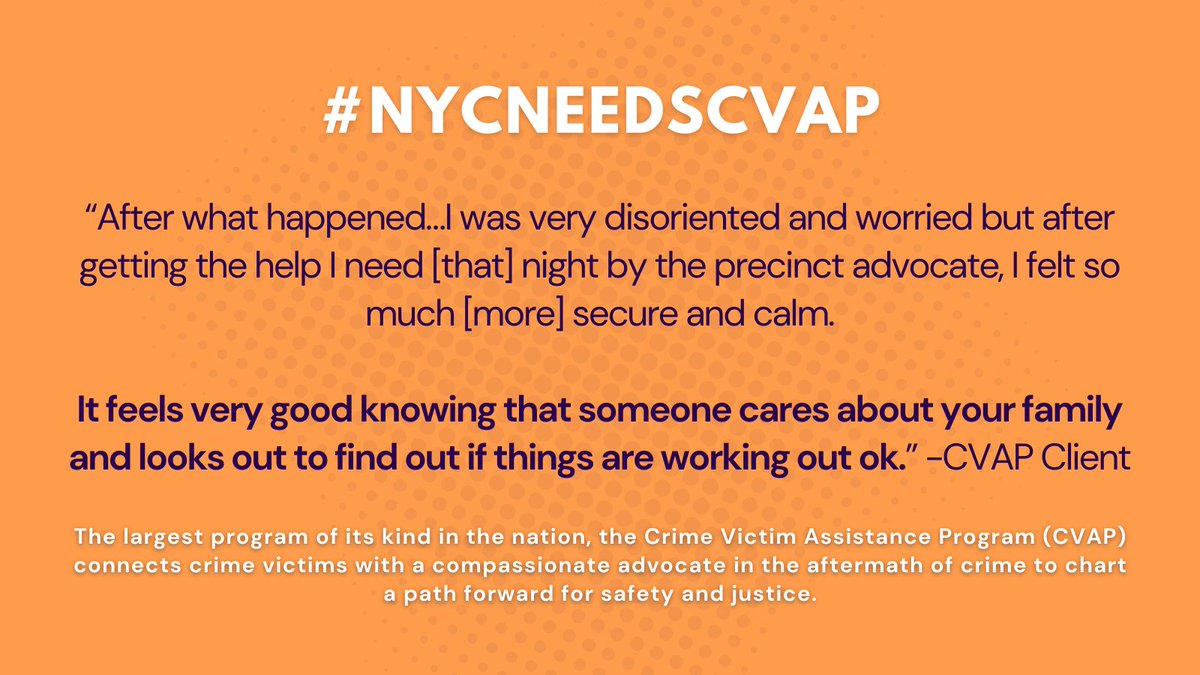 These powerful words aren't from us, they're from survivors who found the support they needed from CVAP. @NYCMayor's proposed budget threatens to slash funding for CVAP, leaving thousands of New Yorkers without critical support in the wake of violence and abuse. #NYCNeedsCVAP