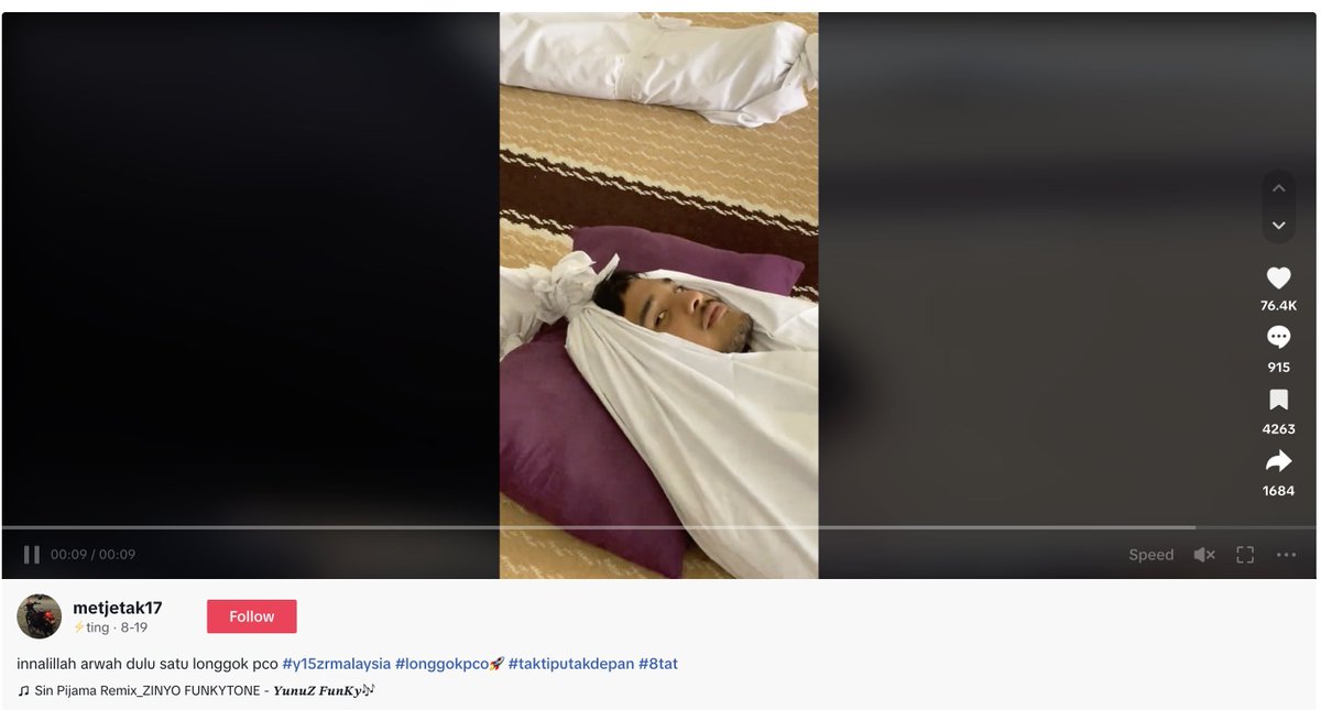 This video, which falsely claims to show fake Palestinian body bags with one pretending to be dead staring at the camera, is being shared once again. It was filmed during a presentation at a Malaysian mosque and posted on TikTok in August 2023. It's unrelated to the war in Gaza.