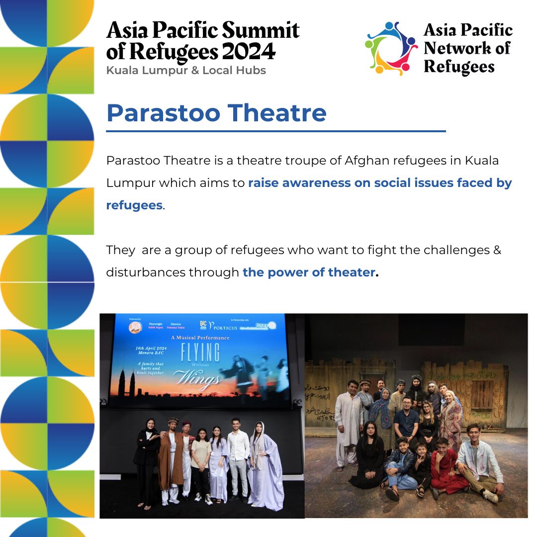 #APSOR2024 is more than just a summit- it's a platform for showcasing the incredible talents and resilience of refugees! Thrilled to announce that on the 17th day, Parastoo Theatre, Parastoo Theatre fights challenges through theater, raising awareness on refugee issues.