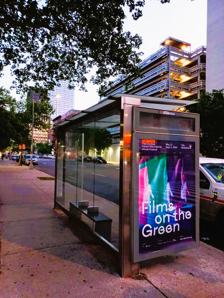 🚌🎬We're taking over NYC's bus shelters in all 5 boroughs! Big thanks to @jcdecauxusa for helping us spread the word, & to Des Signes for the fresh new graphic design. Have you spotted one yet? 👀

#FilmsontheGreen #NYC #BusShelter #FilmFestival #FrenchCinema #Summer2024