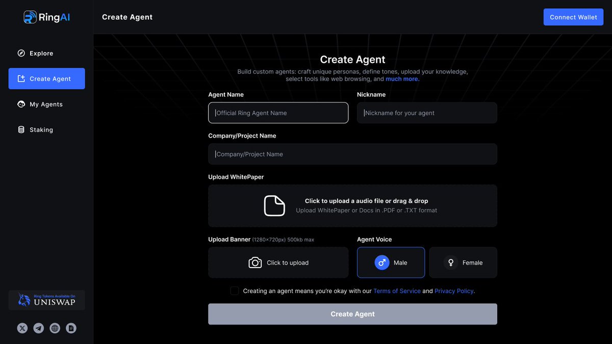 Introducing the first teaser of our Ring Agent Creator 🤖 With the Ring DApp Creator, setting up a 24/7 AI hotline for your business has never been easier. Stay tuned for more sneak peeks and previews as we gear up for the $Ring Platform launch in June! 📞