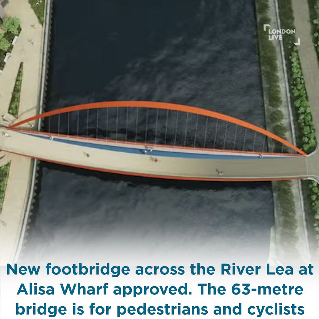 A major new London footbridge has been given the green light.  The 63-metre steel bowstring arch bridge will span across the River Lea at Ailsa Wharf.  It will be open for pedestrians and cyclists.