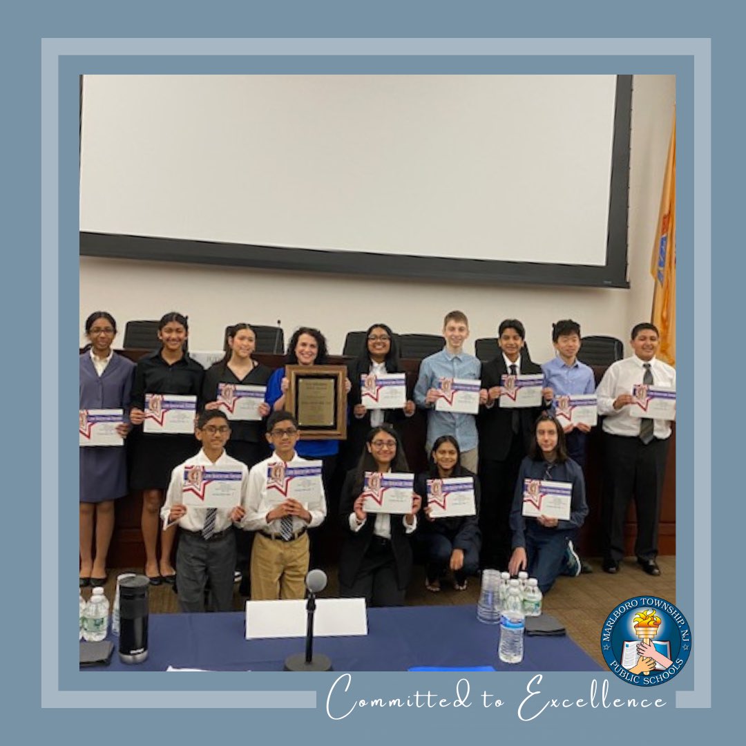 MTPSNJ's tweet photo. Congratulations, Marlboro Memorial Middle School honor students for receiving an Honorable Mention in the New Jersey State Bar Foundations' Law Adventure Competition.
•
•
•
#MTPSPK8 #MTPSMinds #MTPSMotivators #MTPSMotivation https://t.co/STIWH1tcFb