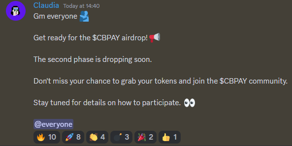 XDBchain's tweet photo. What's this happening inside the XDB CHAIN Discord? 👀

Another CBPay airdrop⁉️

Join us now to be ready to find out more!
 https://t.co/nnkUe2Omjy https://t.co/YJW22dQw0X