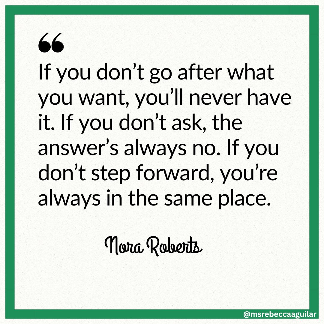 Push forward. Thanks, author Nora Roberts, for your powerful message. #inspire #empower #life