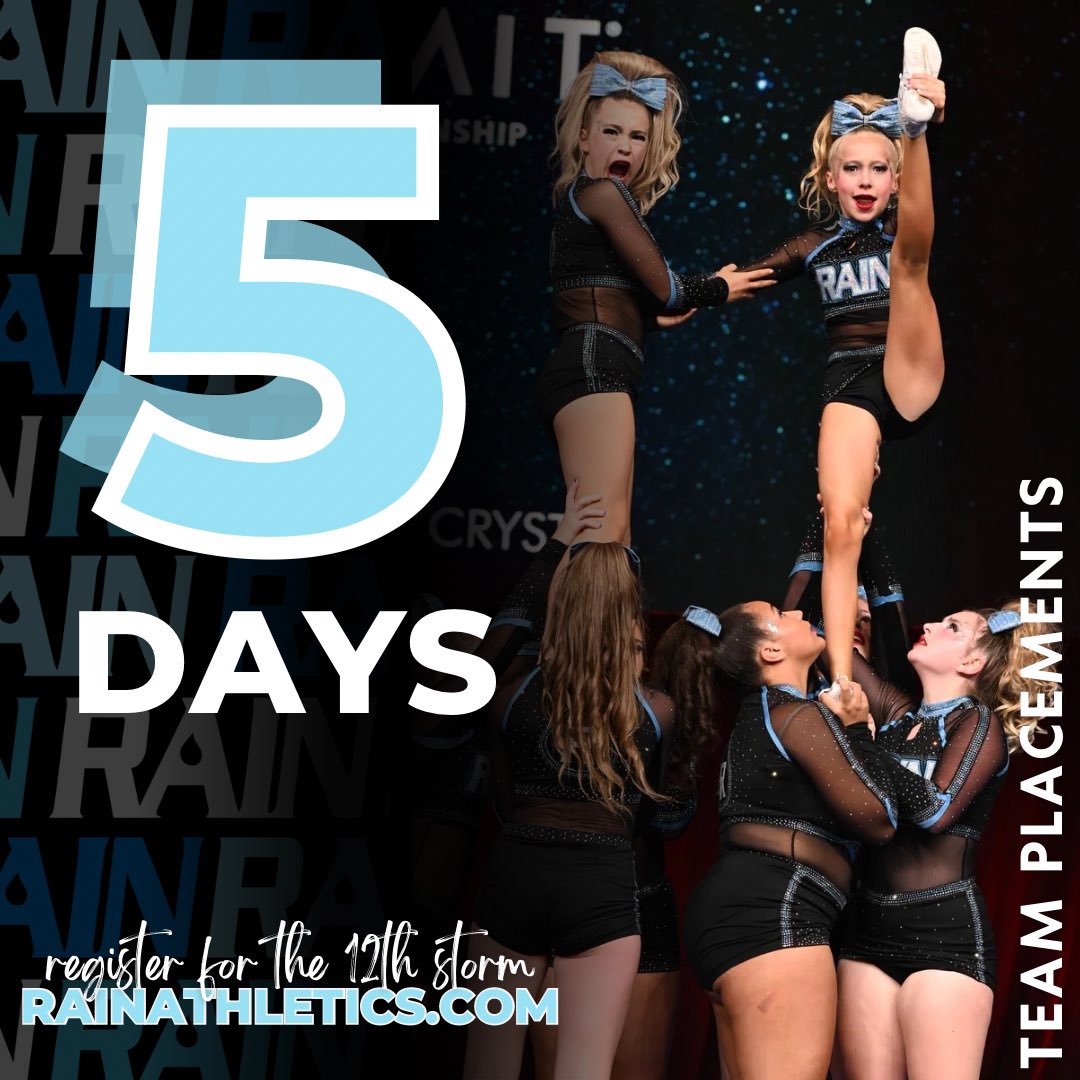 Can you 𝒃𝒆𝒍𝒊𝒆𝒗𝒆 it? 🤩 We are 5️⃣ 𝐝𝐚𝐲𝐬 from the start of team placements. ☔️ Register Here 👉 rainathletics.com/join