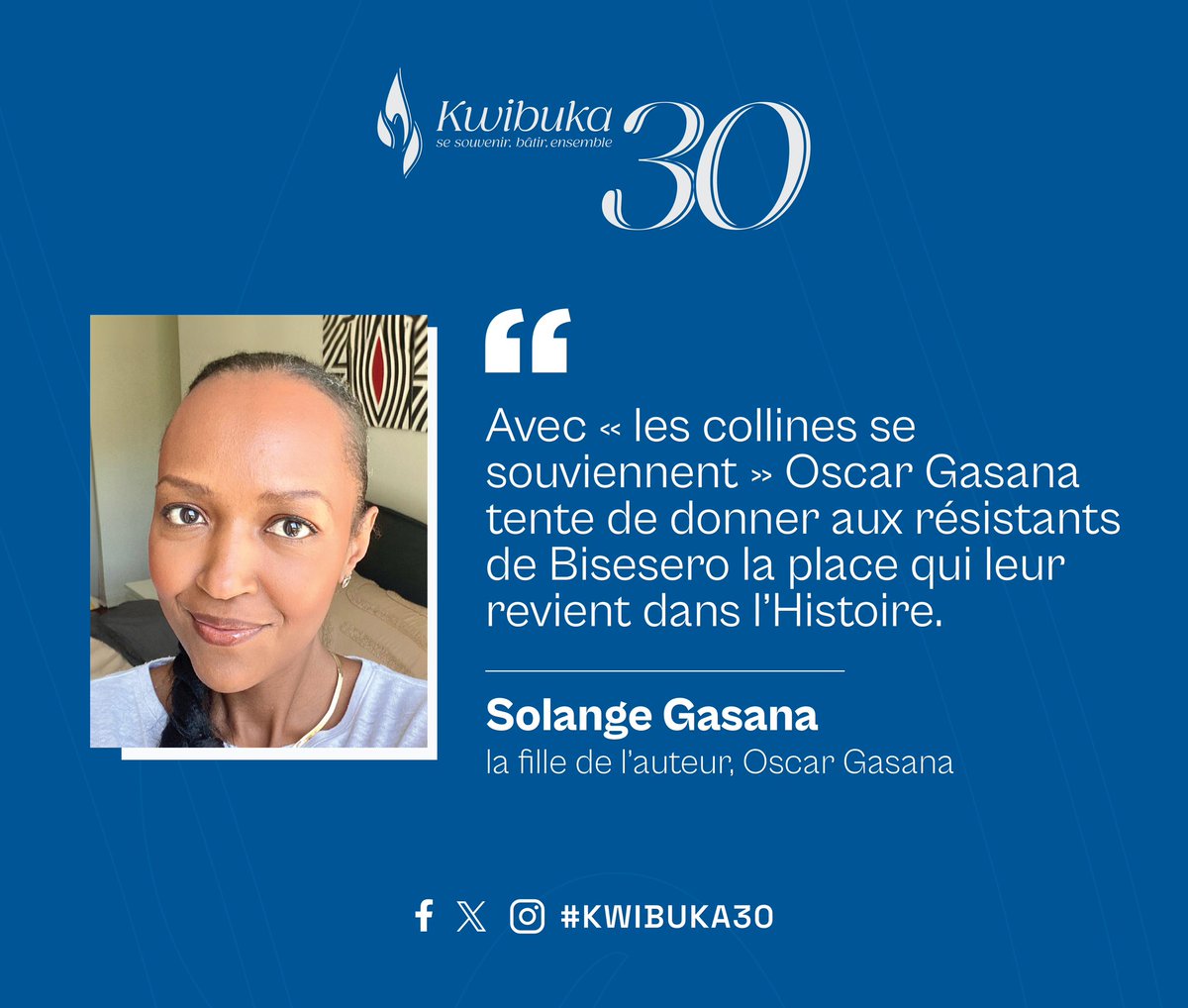 Solange Gasana, fille du défunt auteur, nous rappelle l'essence même de ce livre, qui était pour Oscar Gasana de retranscrire les actes de bravoure accomplis par les résistants de Bisesero et de rendre leur mémoire impérissable. Ne ratez pas la conversation sur ce livre et la