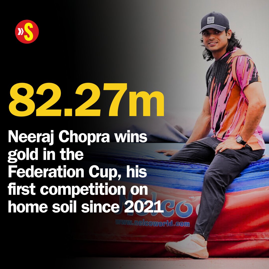 A golden homecoming for Neeraj Chopra 🥇 #FederationCup | #IndianAthletics