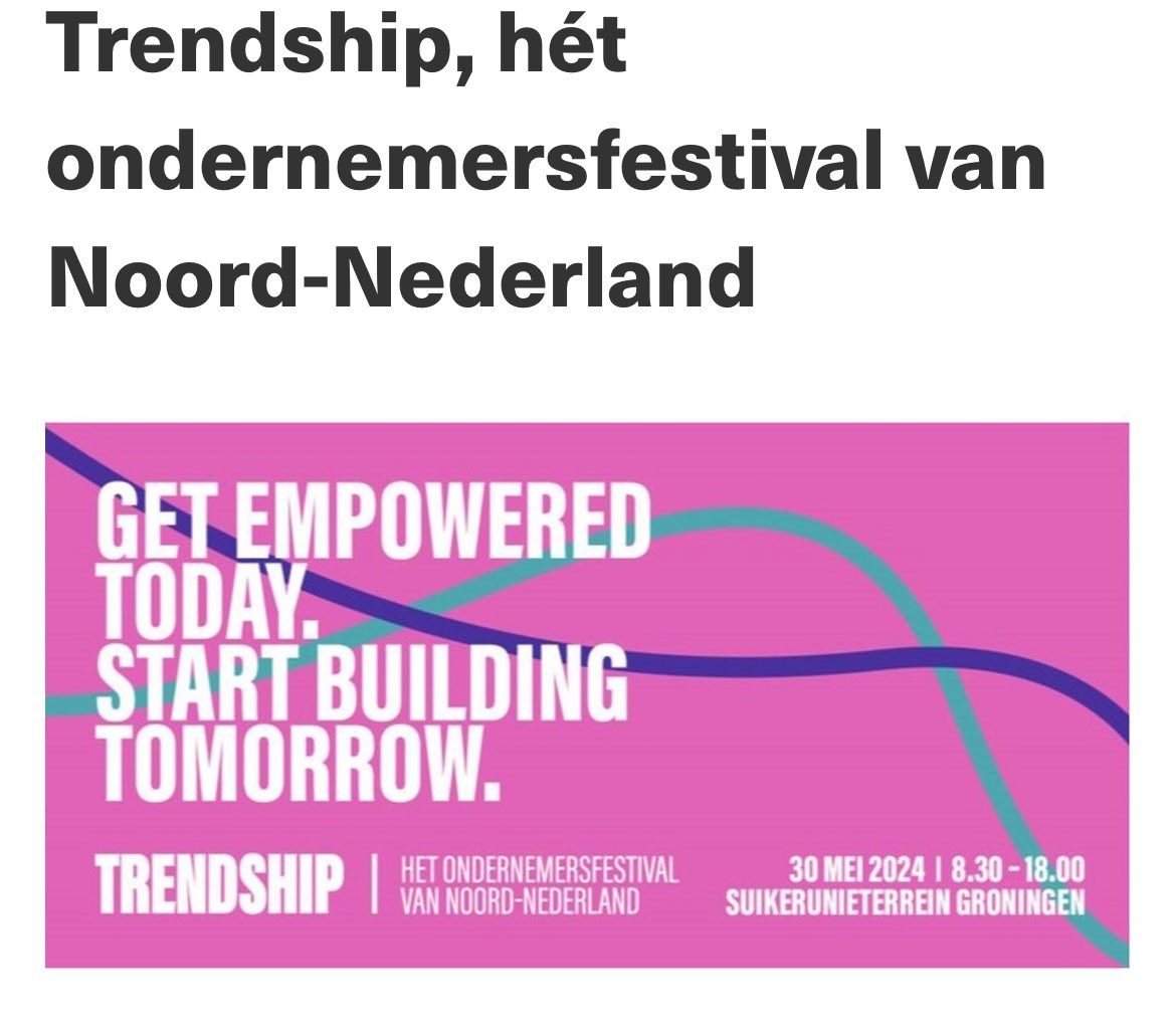 West meets Trendship op 30 mei. Innovatief, andere ondernemers ontmoeten en je netwerk onderhouden, gewoon in Groningen op Suikerzijde. Nog paar kaarten beschikbaar, stuur even berichtje.