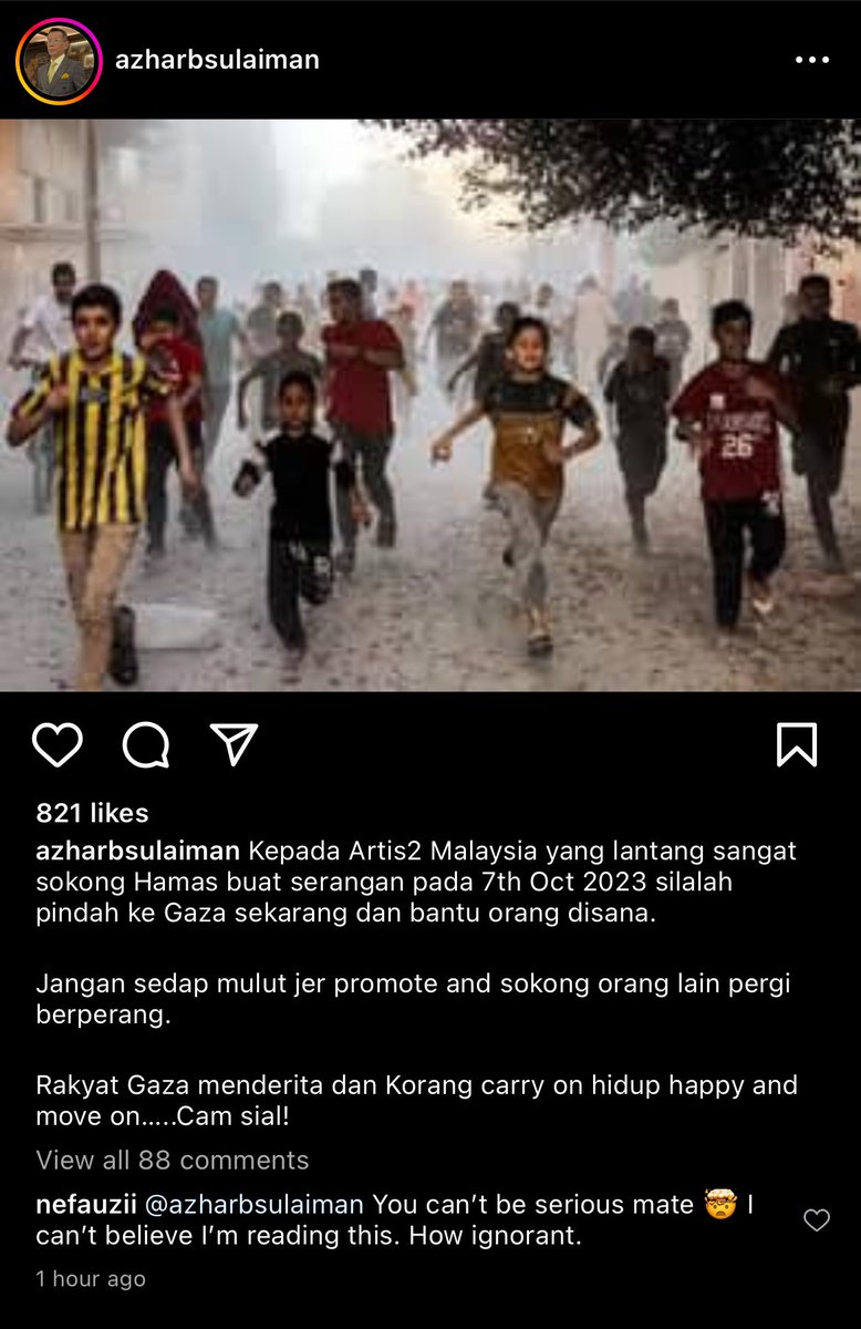 A Malaysian actually posted this. A Malaysian, for fucks sake. Malaysia, where the coverage on the series of wars and recent genocide in Palestine is as wide as ever. This dude needs to be cancelled big time.