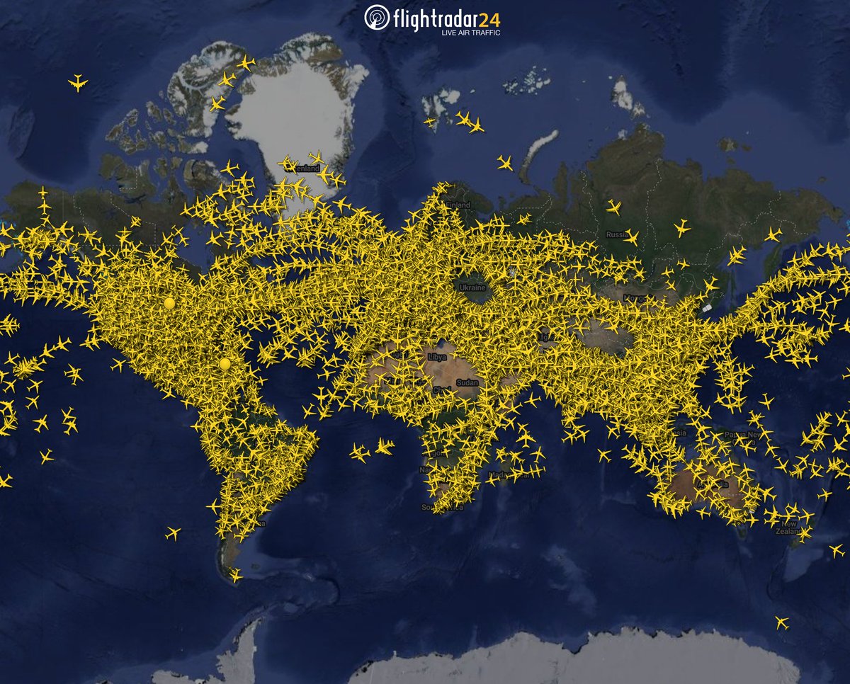 Our regular mid-week look at global air traffic with more than 19,000 flights being tracked at the moment.
