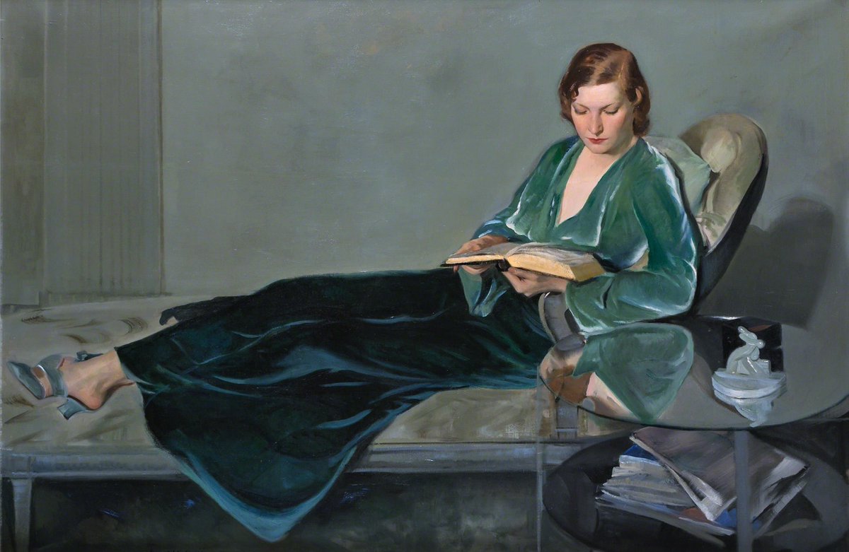 Leopold Gould Seyffert (1887-1956) The Green Pajamas (Portrait of Grace Heinzerling, the artist's wife), 1932.