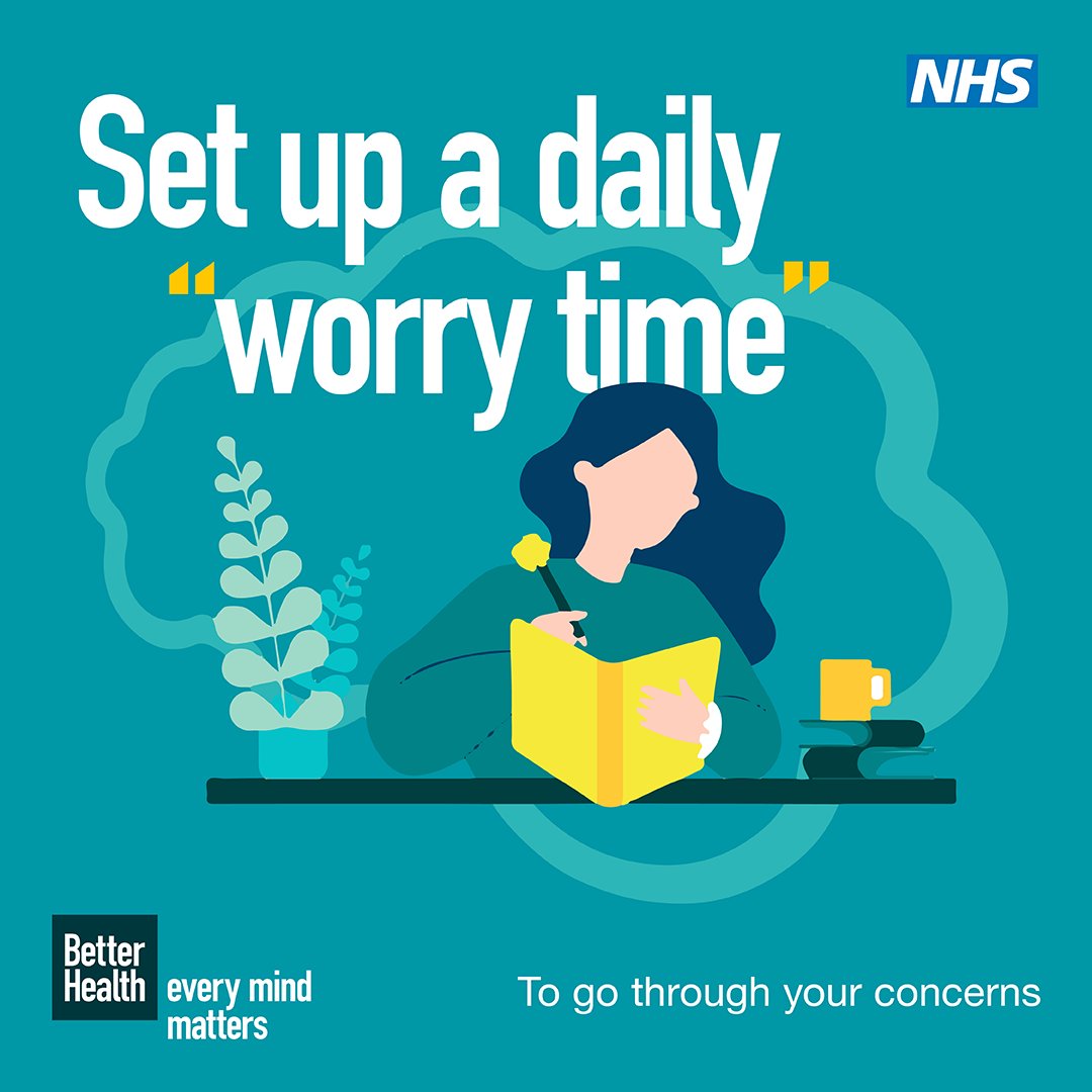 Today is day three of #MentalHealthAwarenessWeek If you find that your worries are taking over it can help to try to manage this. One way is by setting yourself some 'worry time every day to write things down & try to find solutions. Read more tips here nhs.uk/every-mind-mat…