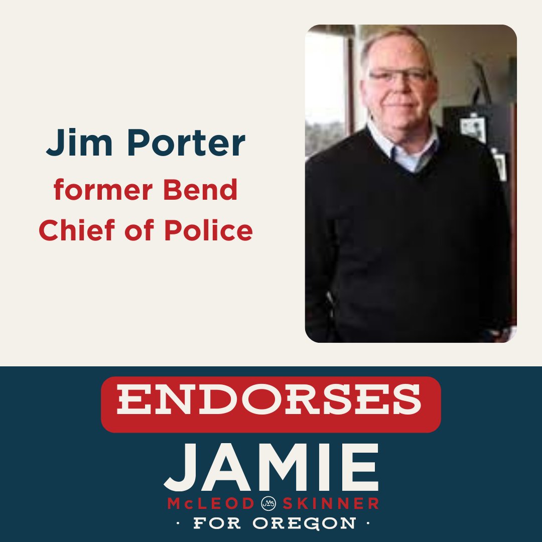Proud to be endorsed by Jim Porter, former Bend Chief of Police. #OR05 #JamieForOregon