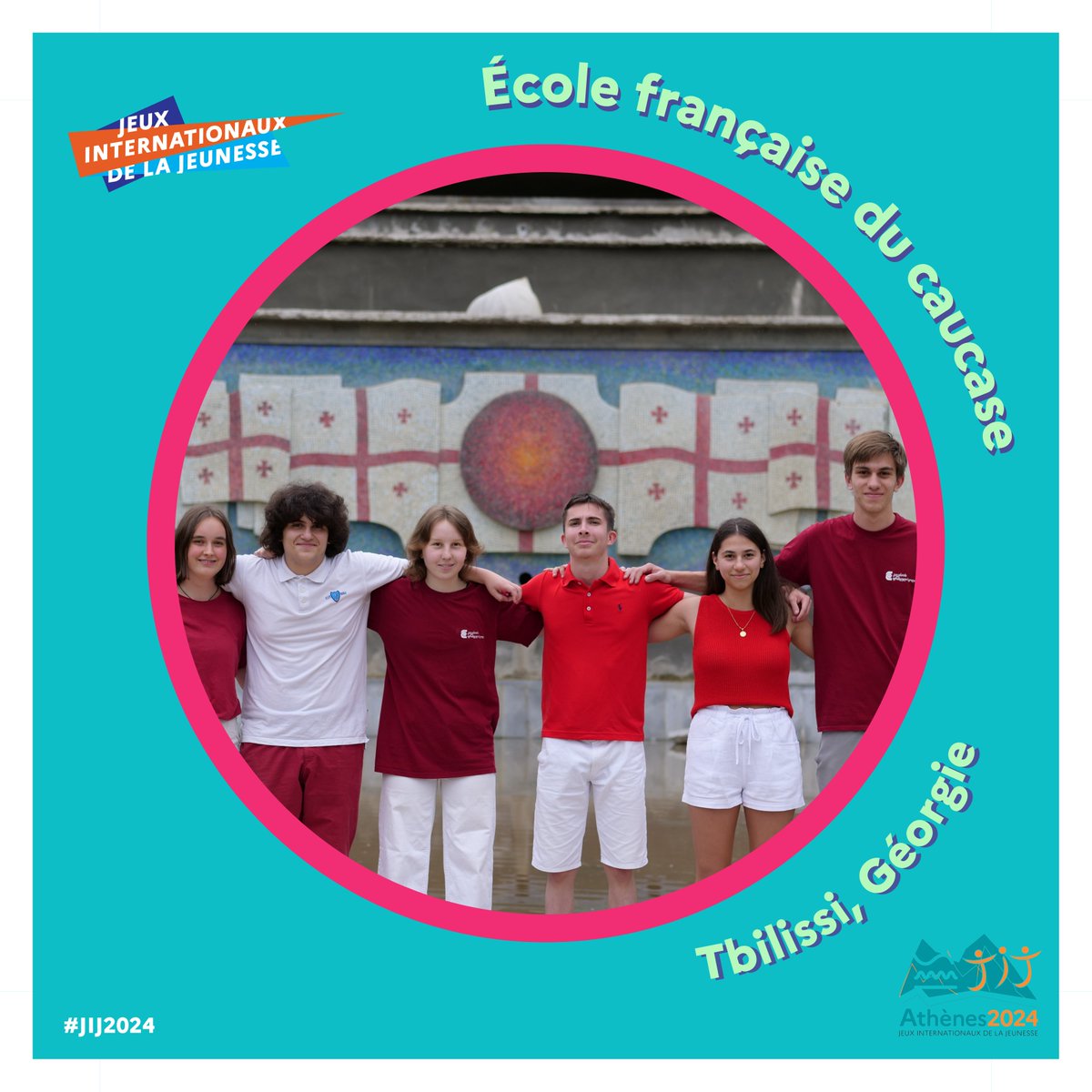 Nouvelle vague de présentation des équipes des #JIJ2024🏄‍♀️ Voici l’équipe de l’école française du Caucase à Tbilissi en Géorgie 😍 💬Découvrez leur message sur Instagram : urlz.fr/qGIu