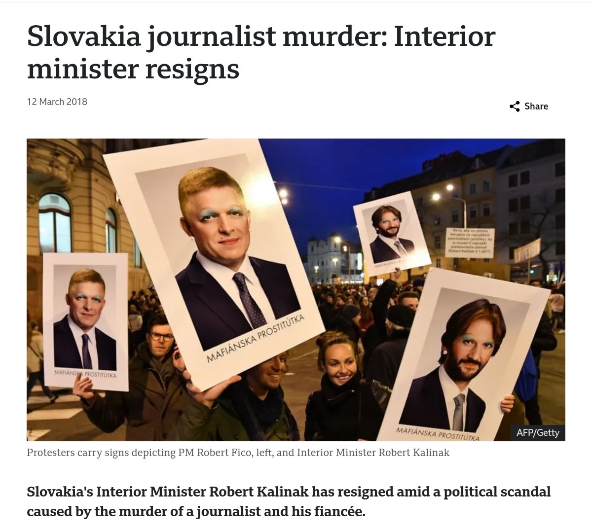 'Jan Kuciak had been investigating alleged mafia infiltration into the country, with questions raised about Fico when it emerged that one of his close aides, was the former business partner of an alleged member of the Ndrangheta clan.' Kuciak & his fiancee were murdered in 2018.