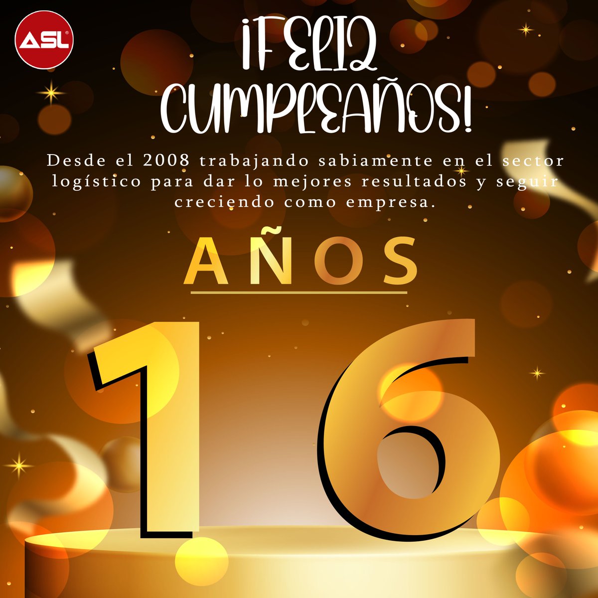 Que este nuevo año esté lleno de más logros, oportunidades emocionantes y momentos de celebración. 🤩¡Feliz cumpleaños a nuestra empresa y que sigamos construyendo un futuro brillante juntos!🤩

¡¡FELIZ CUMPLEAÑOS ASL!!❤️