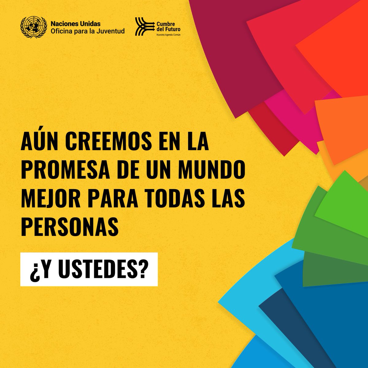 Frente a los retos y crisis actuales, la juventud debe unirse para que su voz sea escuchada y tomada en serio.

Necesitamos más jóvenes en las esferas de toma de decisiones.

#ActúaAhora por una juventud comprometida por #NuestroFuturoComún.

via @UNYouthAffairs