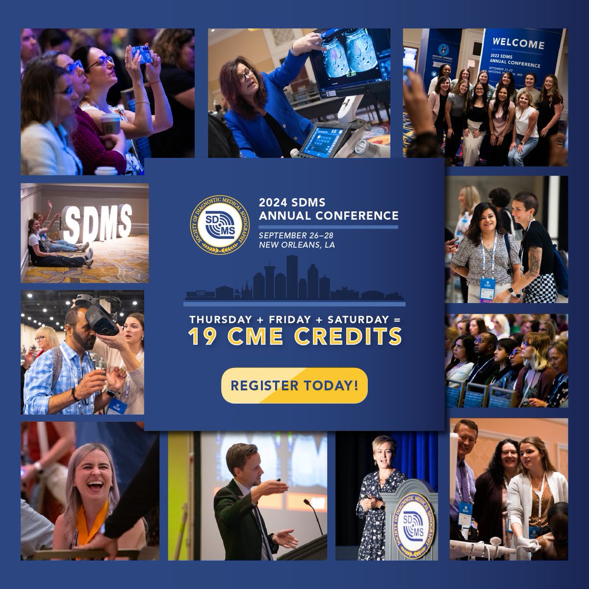 TheSDMS's tweet image. New Orleans awaits! Your chance to register for the 2024 #SDMS Annual Conference is here! Register now and be part of the amazing learning experience: bit.ly/3y2GXib 📣🎉 #ConferenceRegistration #Sonography #Ultrasound