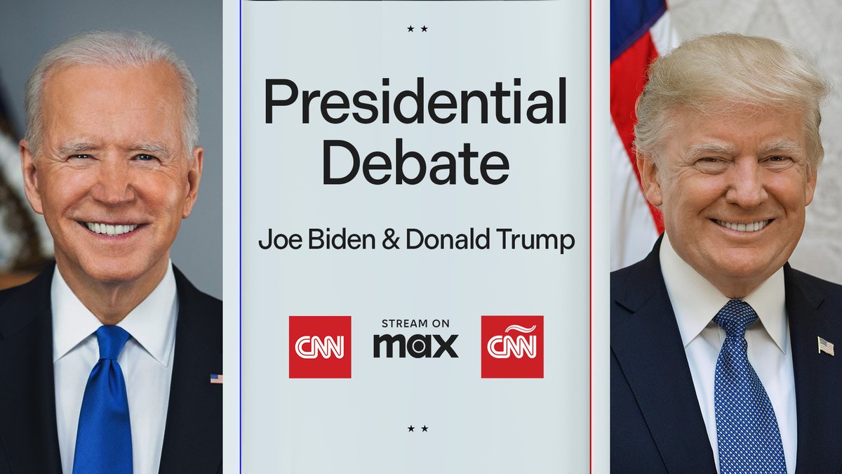 JUST ANNOUNCED: CNN will host a 2024 Presidential Debate between President Joe Biden and former President Donald Trump in Atlanta, GA. The debate will air live on 6/27 at 9pET on @CNN, CNN Max and without a cable login on CNN.com. More: cnn.it/4al4I2G